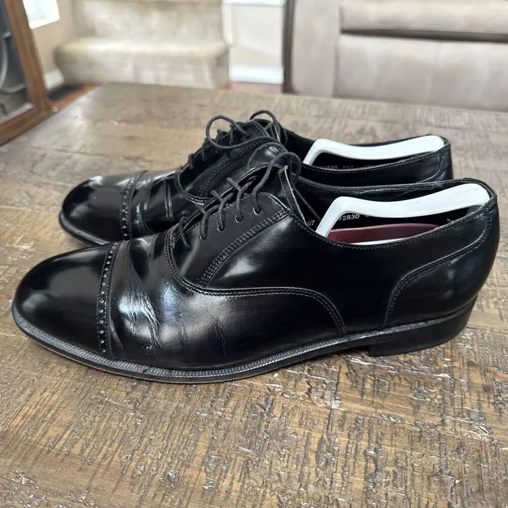 Florsheim Cap Toe Oxford Dress Shoes Black Leather Men Size 10 D